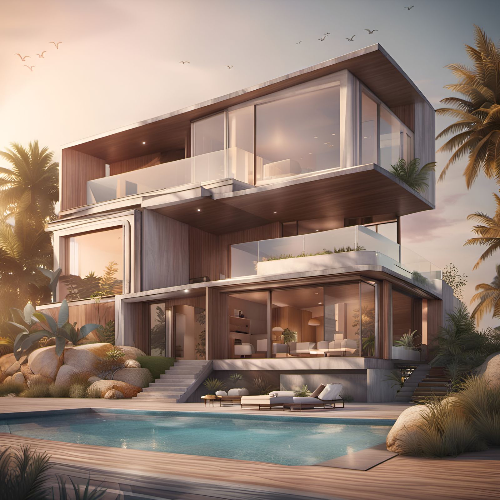 a slick modern house on the beach