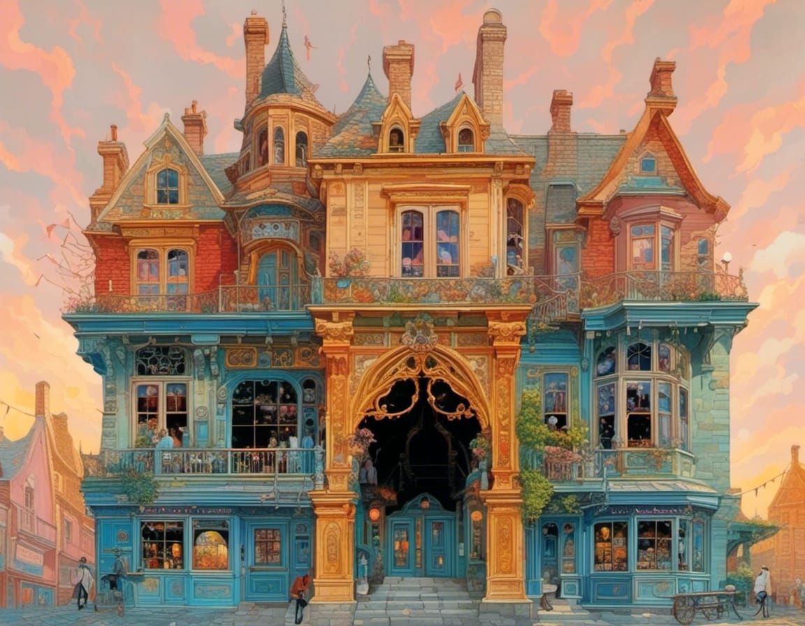 Ethereal Dark Fantasy Tavern in Hyperdetailed Mist