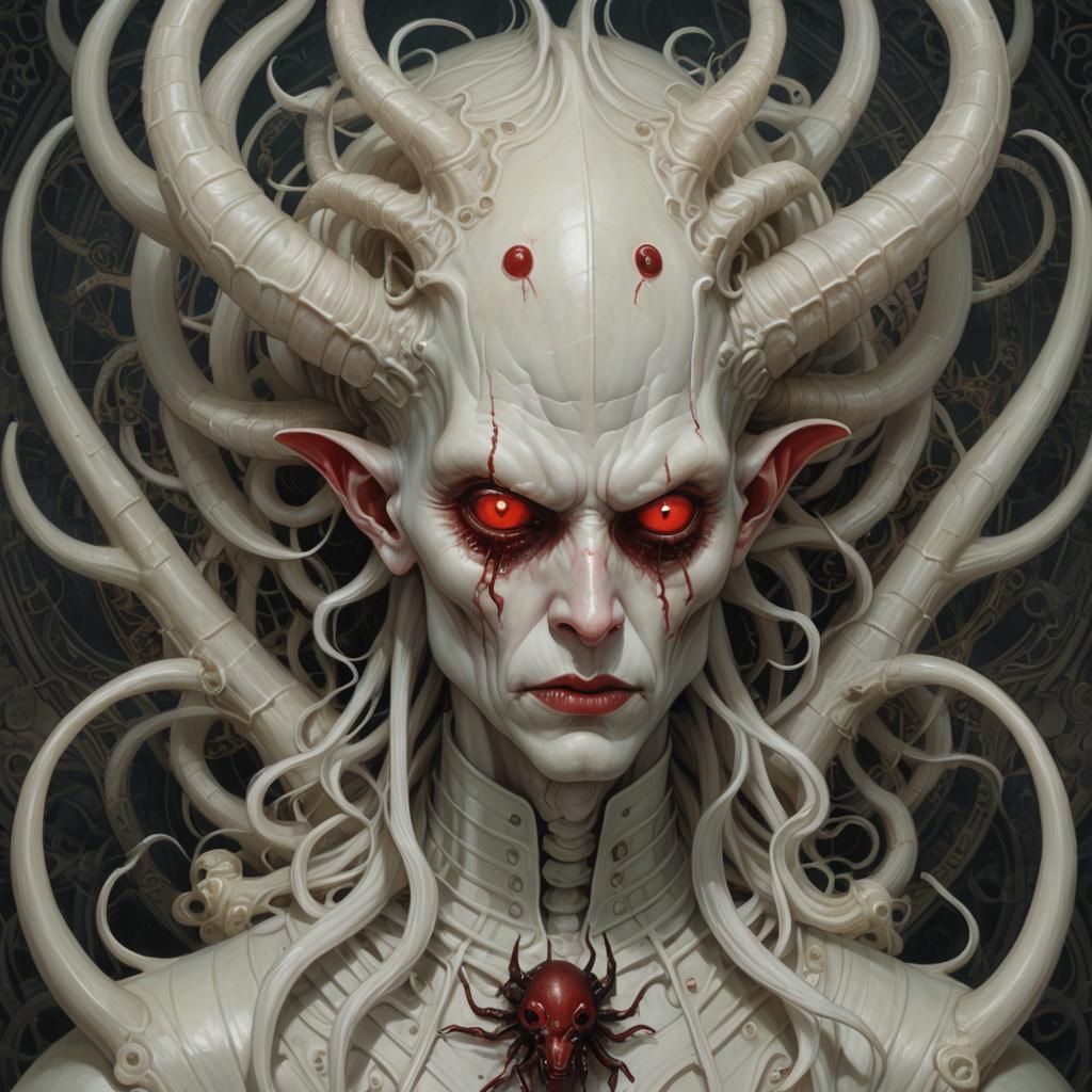 Albino Demon Face in Gothic Art Style