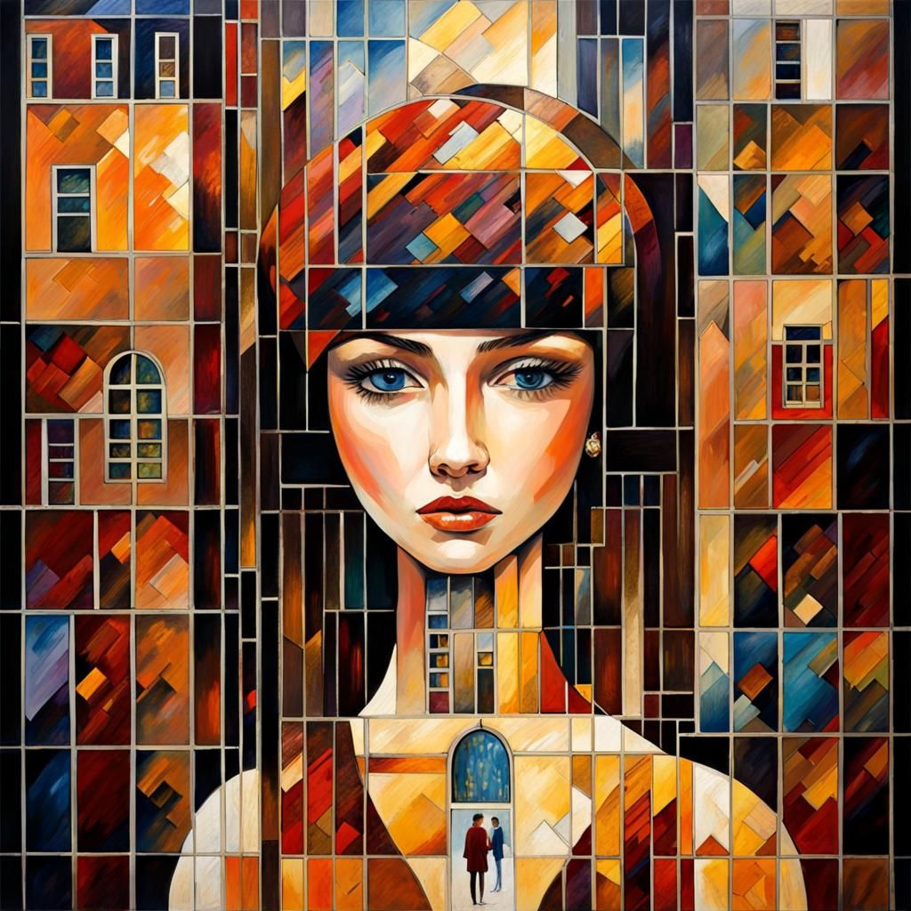 Girl in Maximalist Style Cityscape