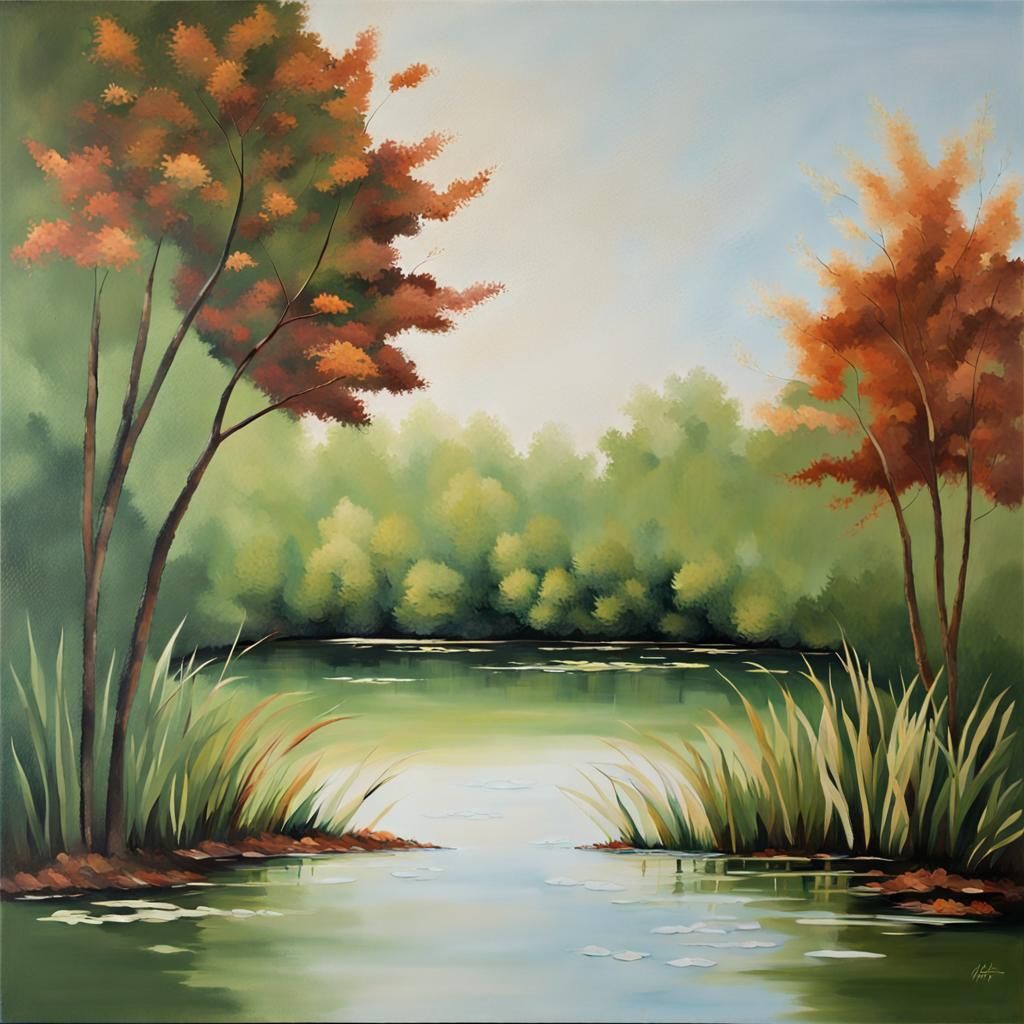 Serene Oasis in Abstract Art Style