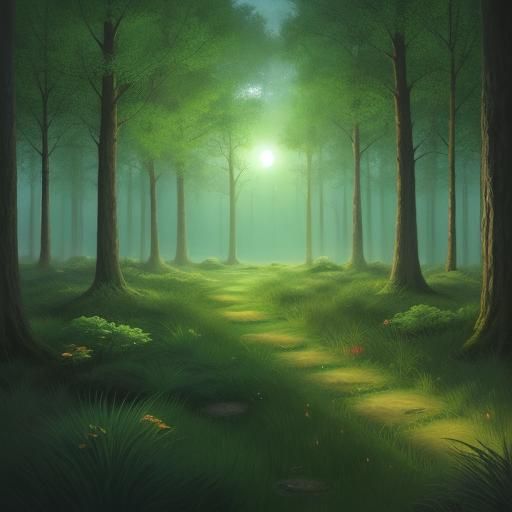 Enchanted Forest at Twilight: A Fantasy Art Illustration