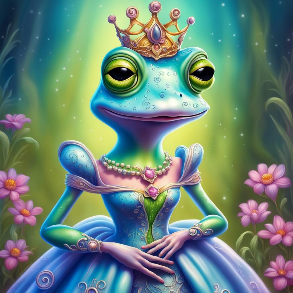 Magical Princess Frog in Gown: Fantasy Art