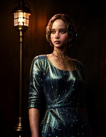 Jennifer Lawrence as 1920s Flapper, Alcohol Ink Style