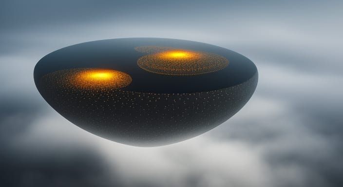 Mystical Black Crystal in Foggy Landscape