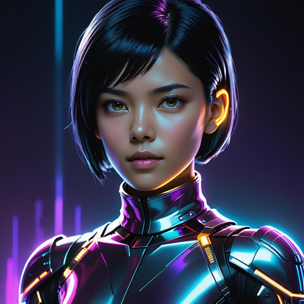 Nova Portrait with Digital Arm in Sci-Fi Style