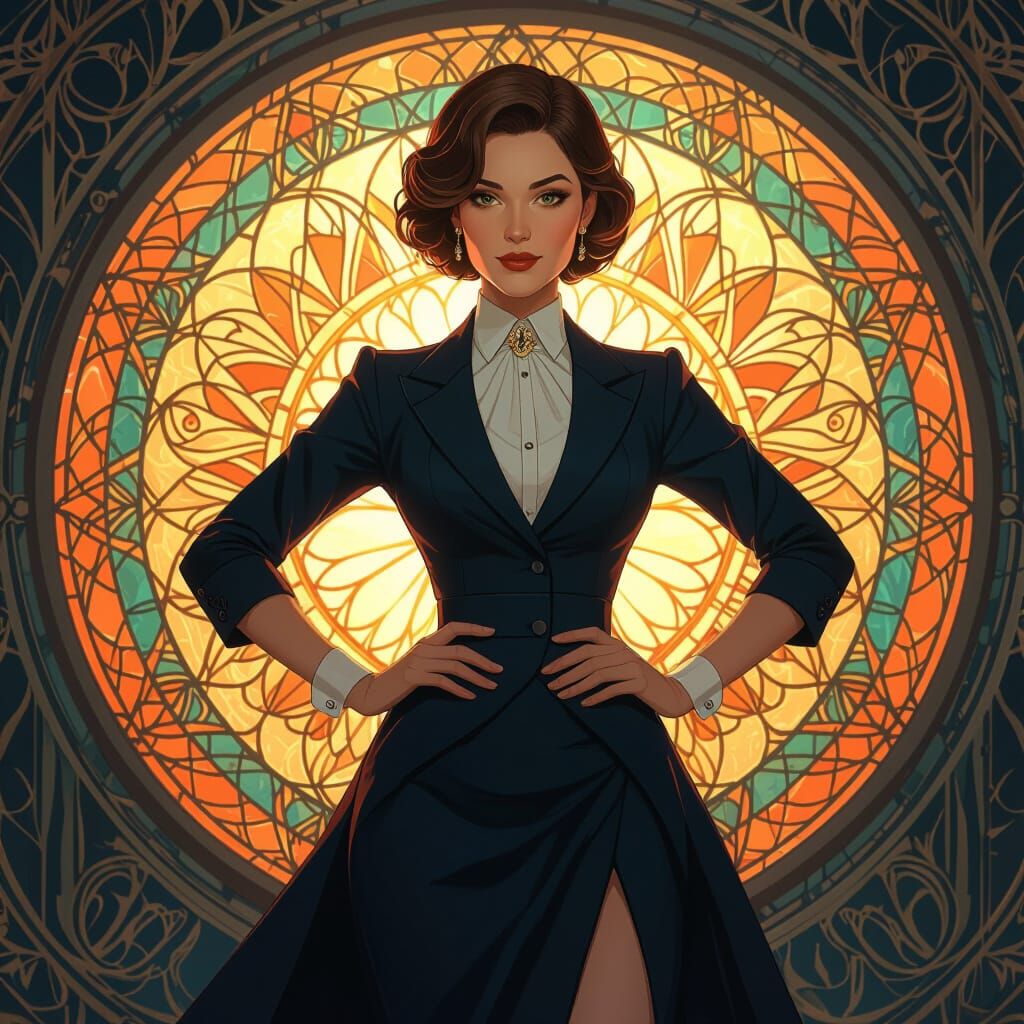 Elegant English Teacher in Volumetric Lighting