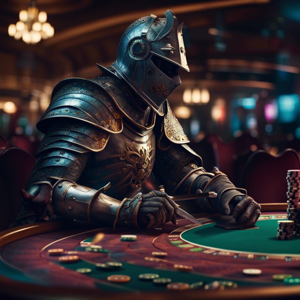 Armored Knight at Casino Roulette Table