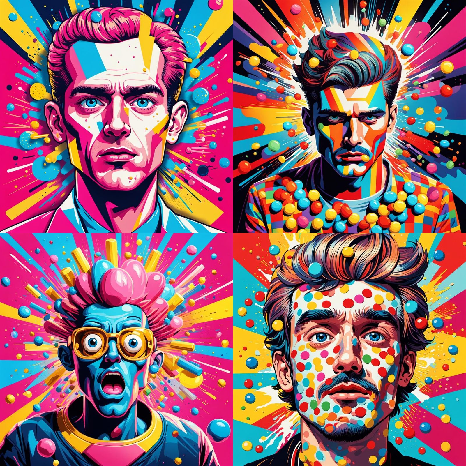 Surprise Character with Candy Explosion: Pop Art Style