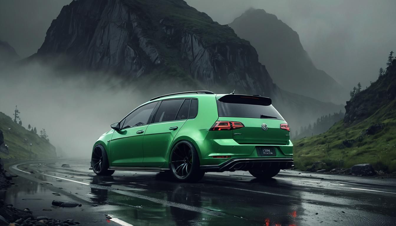 Custom VW Golf 7R Drifting on Mountain Pass