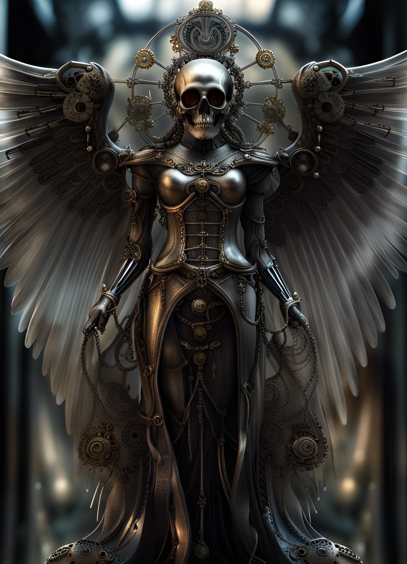 Steampunk Angel of Death in Translucent Style