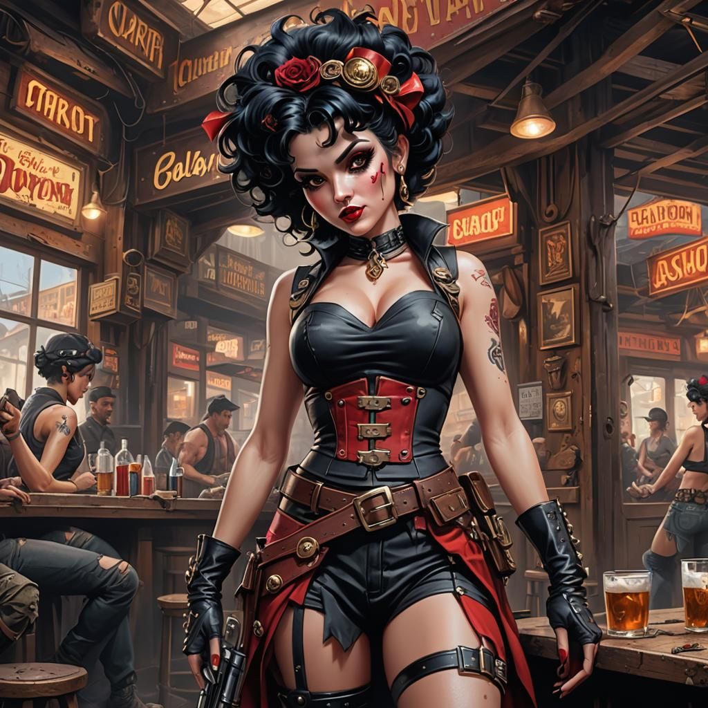 Post-Apocalyptic Betty Boop in Cabaret Saloon