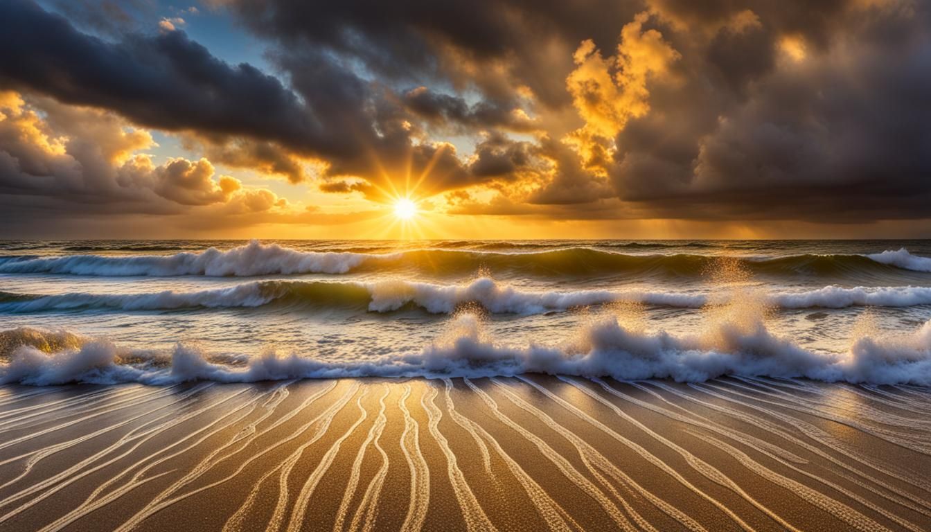 Golden Sunrise Over Glittering Seascape