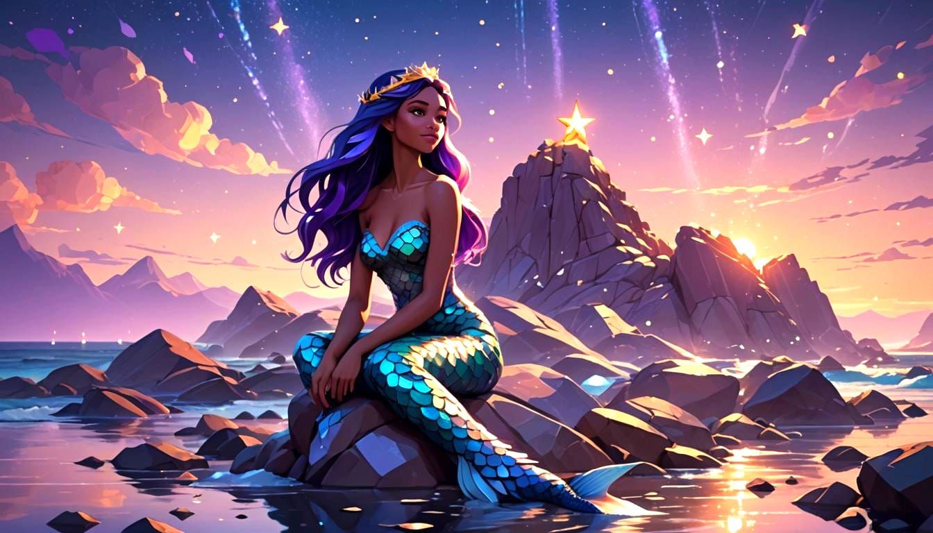 Sparkling Beach Under Starry Night Sky