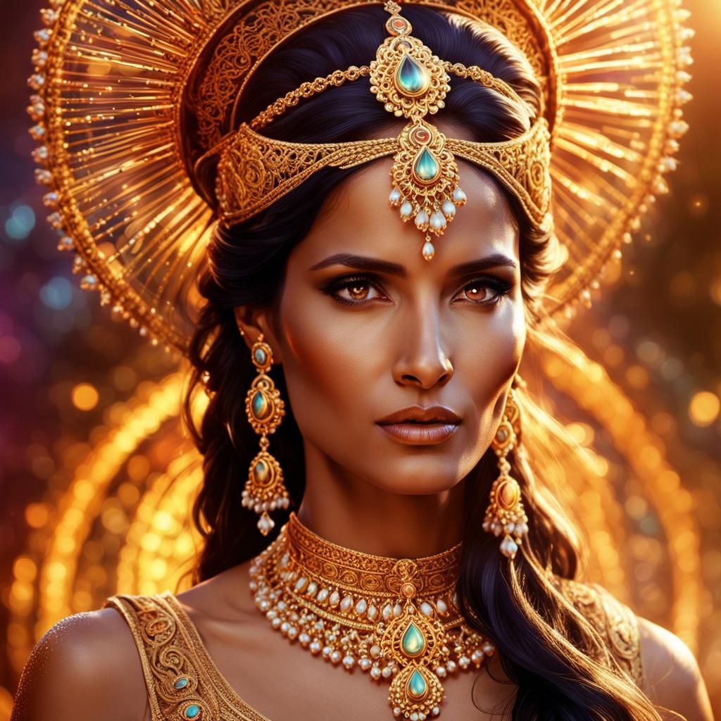 Padma Lakshmi Portrait with Ornate Headpiece
