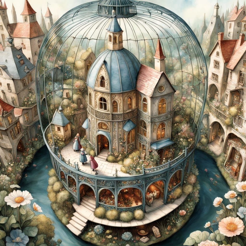 Bird's eye view of a town