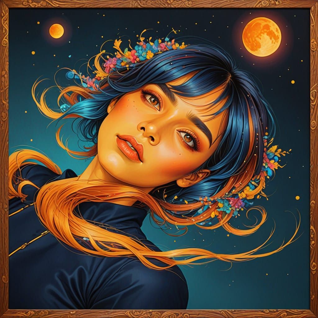 Fantastical Hyperrealistic Portrait with Deep, Dramatic Colo...