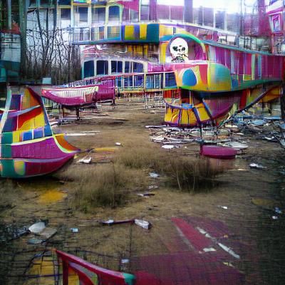 Eerie Abandoned Carnival Scene