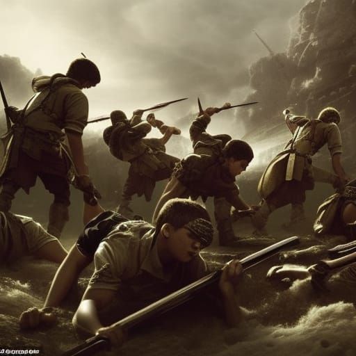 Epic Cinematic Battle Scene in Maximalist Digital Art