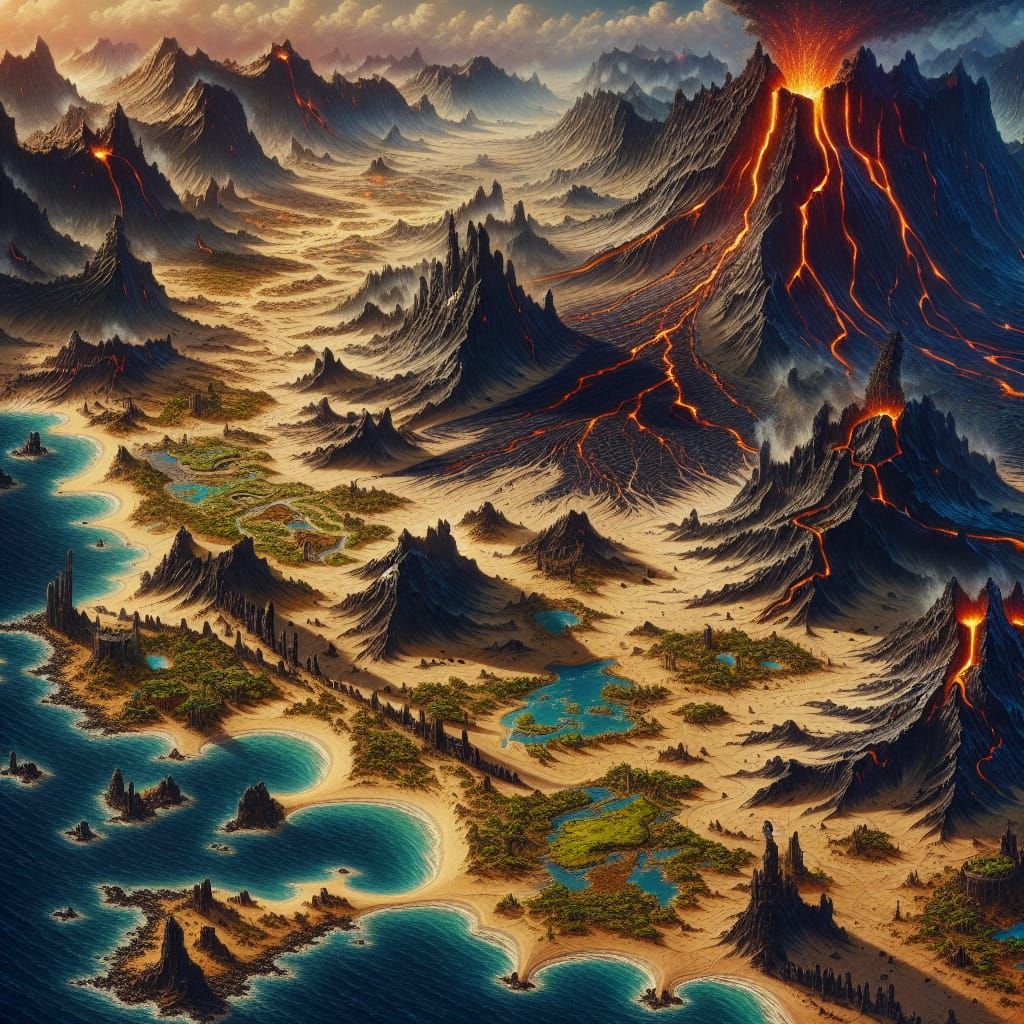 Mysterious Black Sand Desert Fantasy Map