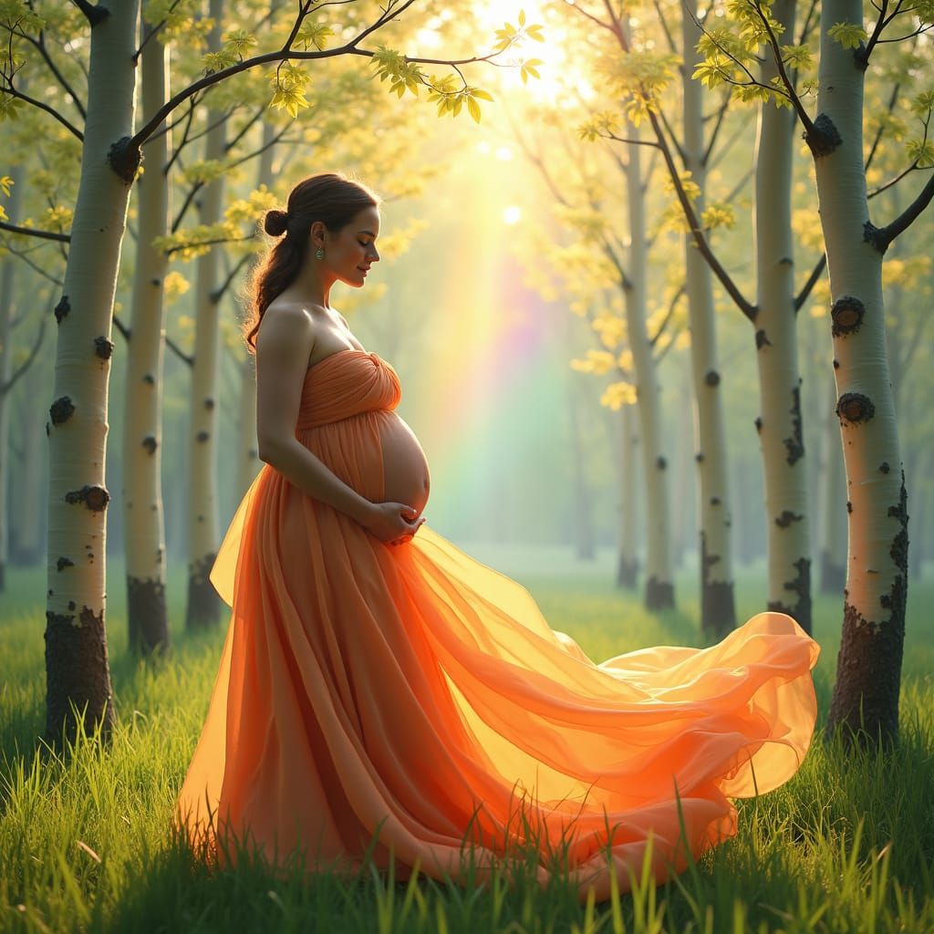 Radiant Emma Watson in Aspen Forest Maternity Portrait