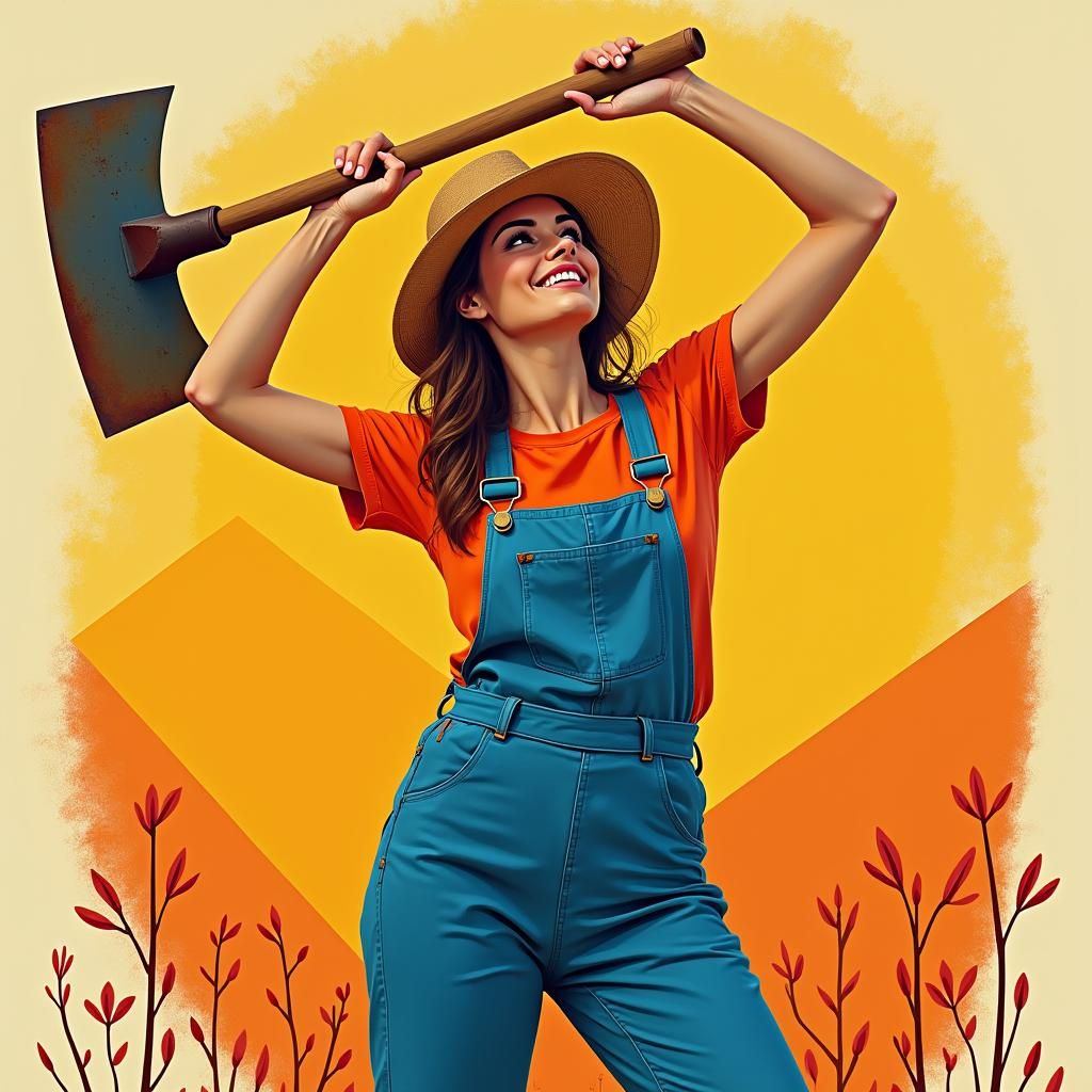Woman with Hoe in Pop Art Style