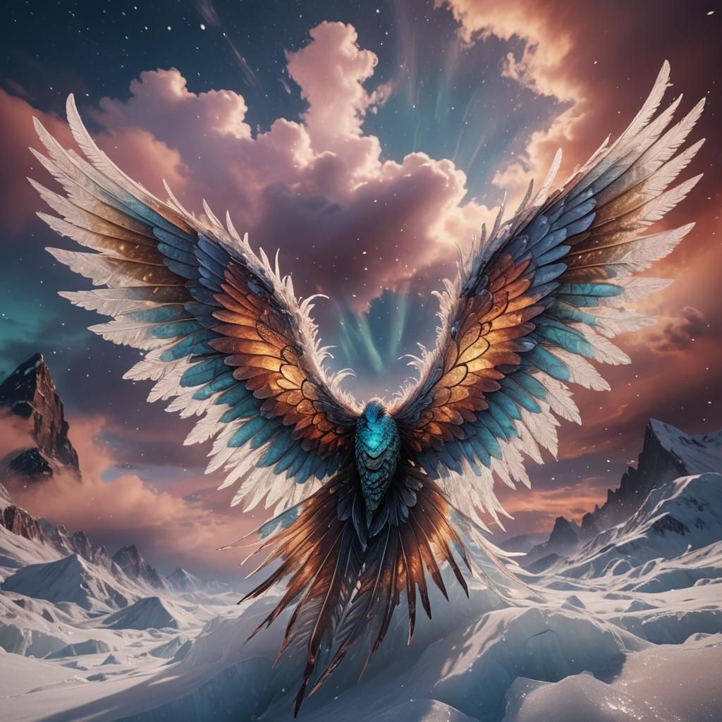 Majestic Being with Lace Wings in Ethereal Light