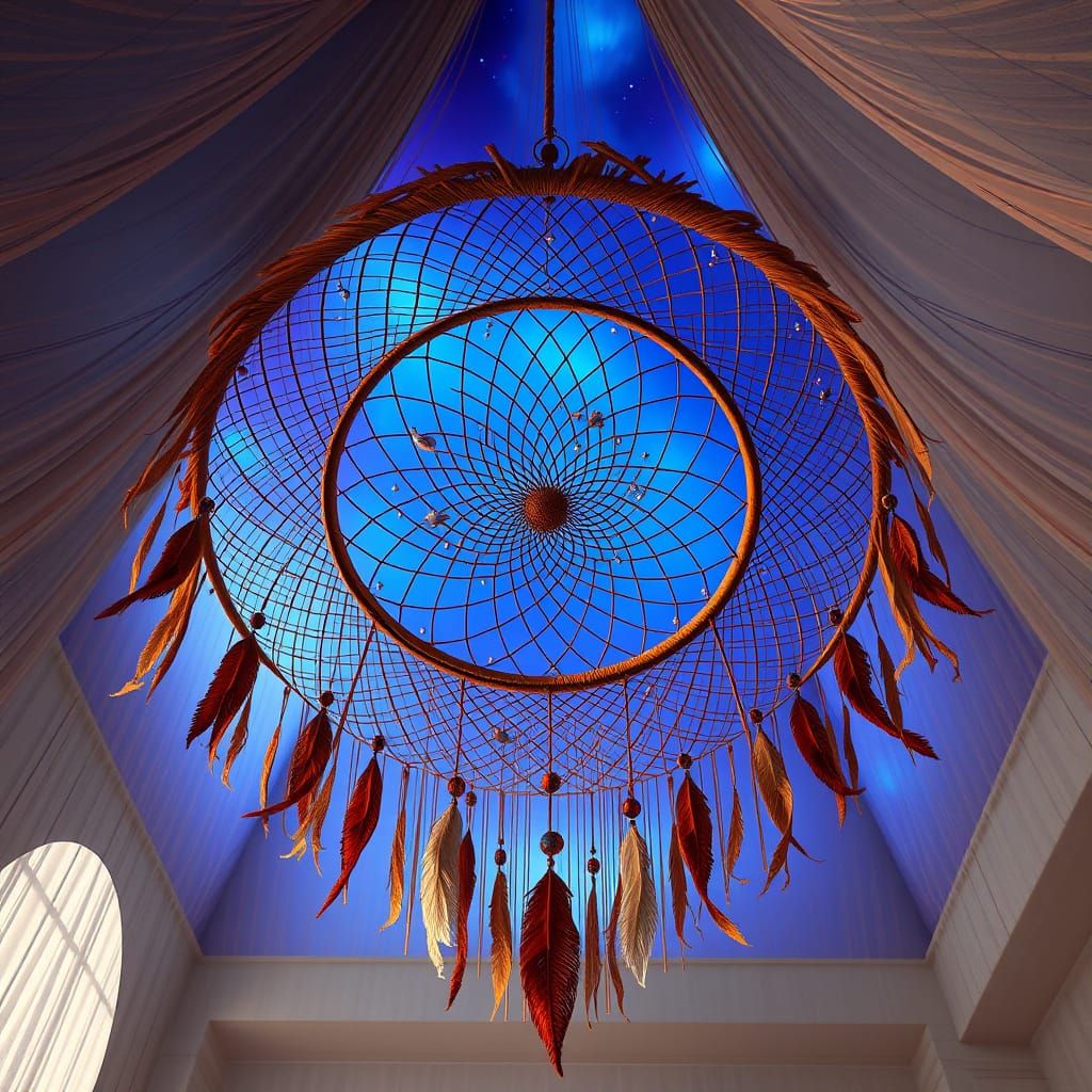 Majestic Dreamcatcher Spans Vaulted Ceiling in Celestial Dom...