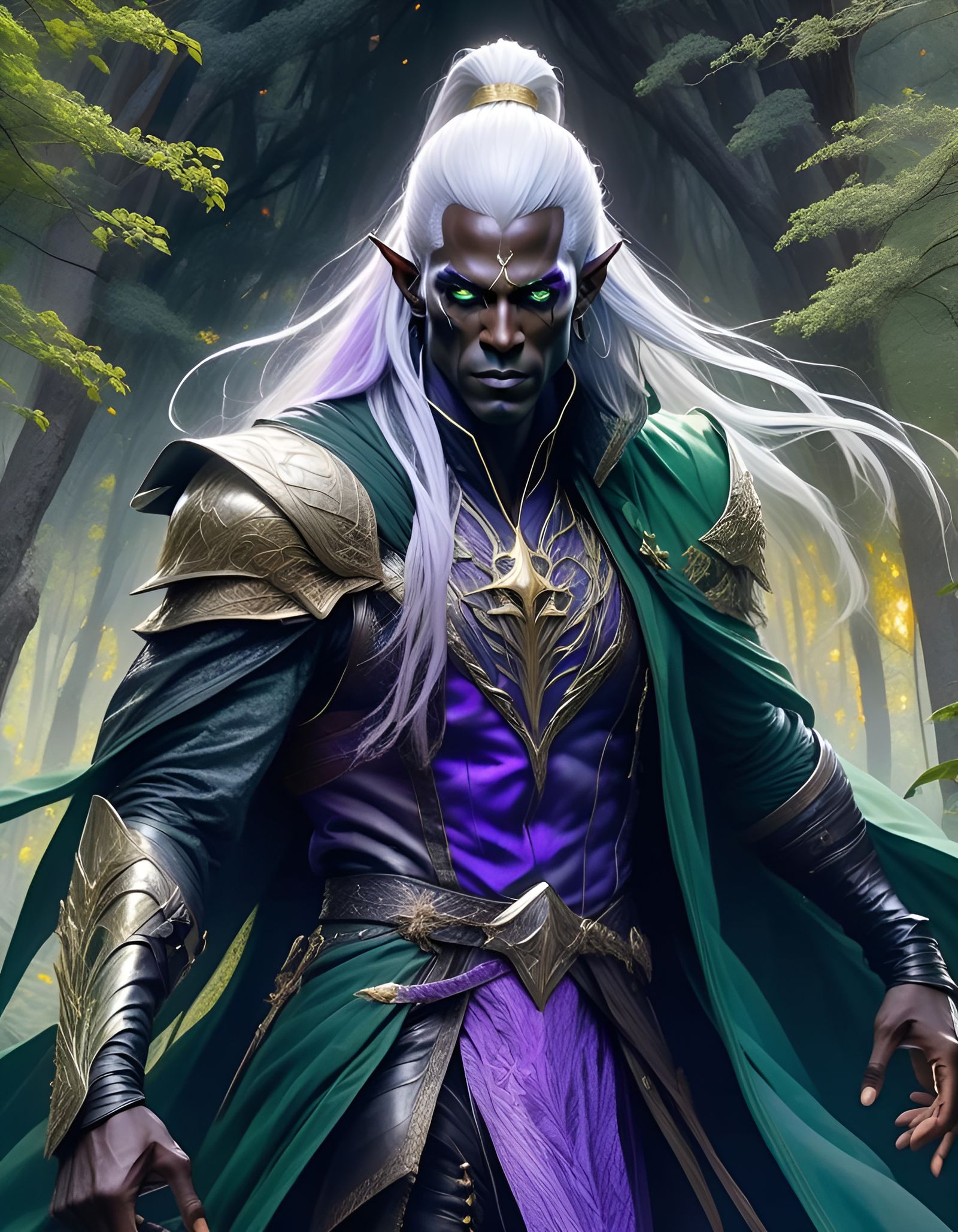 Drizzt Do'Urden Portrait in Hypermaximalist Style