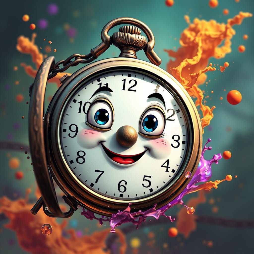 Enchanted Pocket Watch with a Joyful Face, in Vibrant Pixar ...