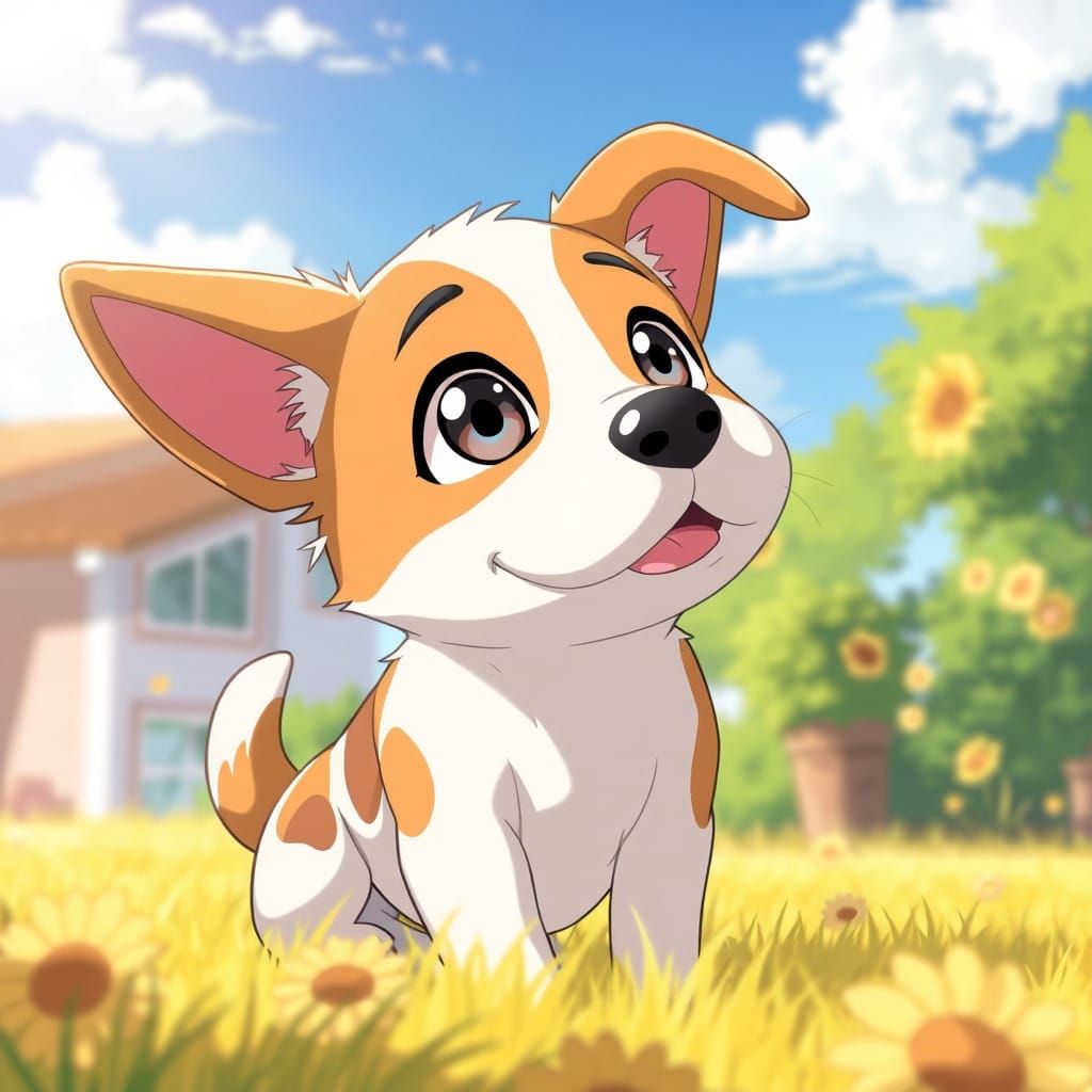Anime Dog Soaks Up Warm Sunny Day