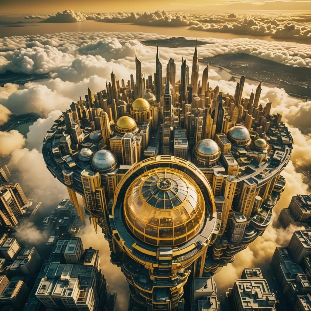 Futuristic Domed City in Venus Clouds
