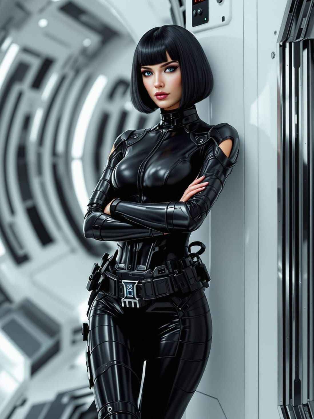 Chiss Woman in Star Wars Spaceship Interior, Sci-Fi Art