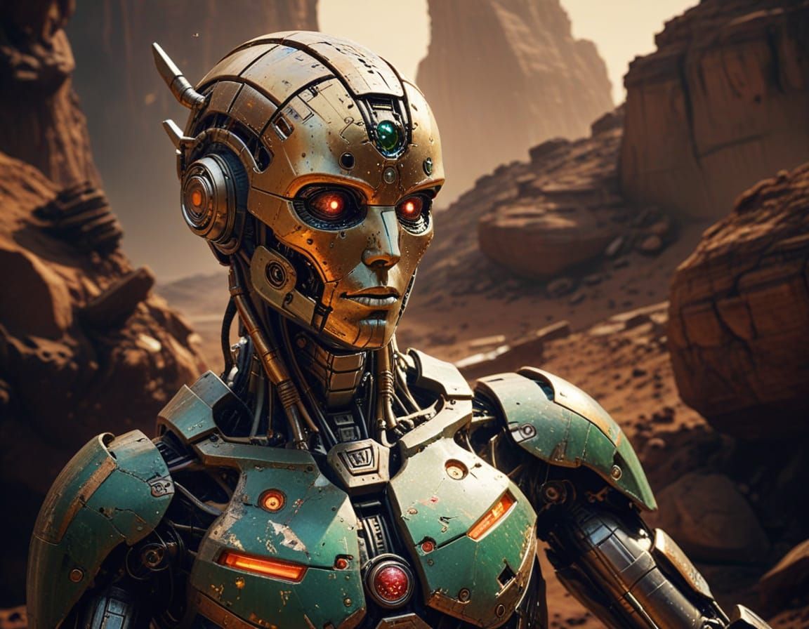 Alien Vimana Hovering Over Martian Landscape