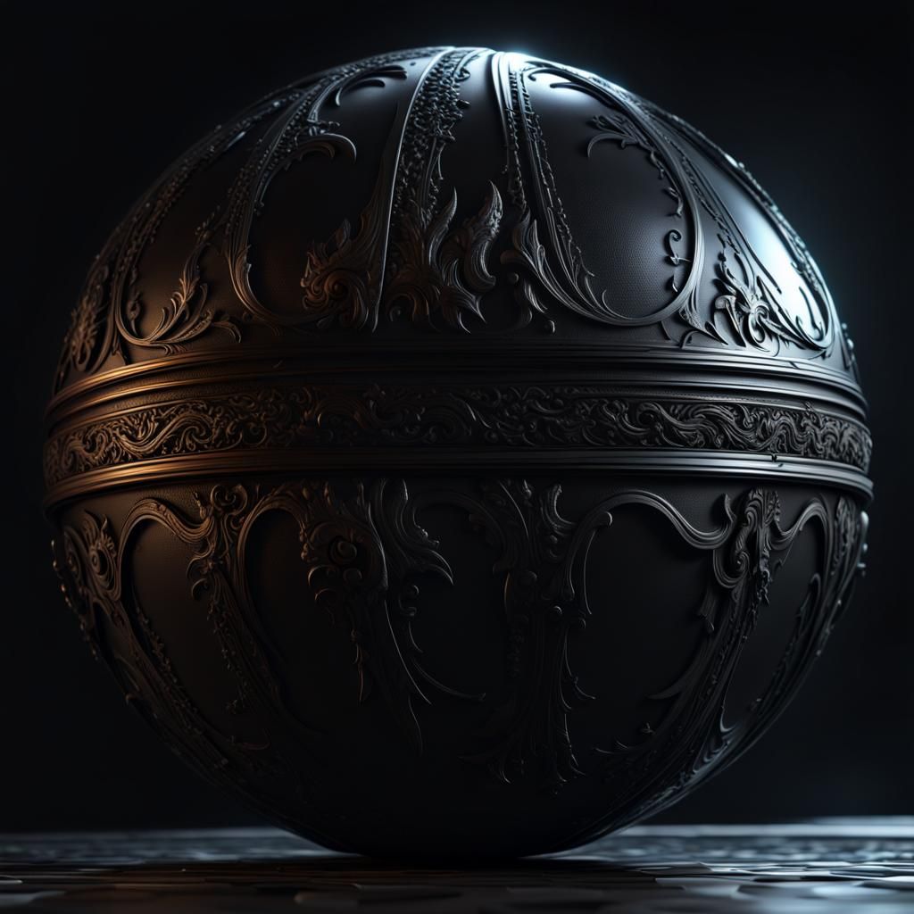 Luminescent Black Sphere in Dark Fantasy Style