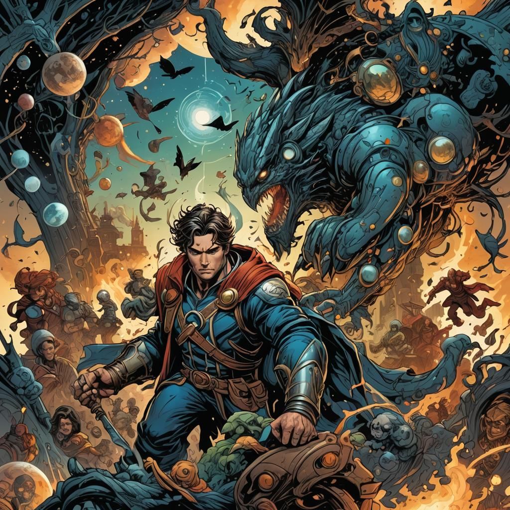 Surreal Dreamscape in Comic Book Art Style