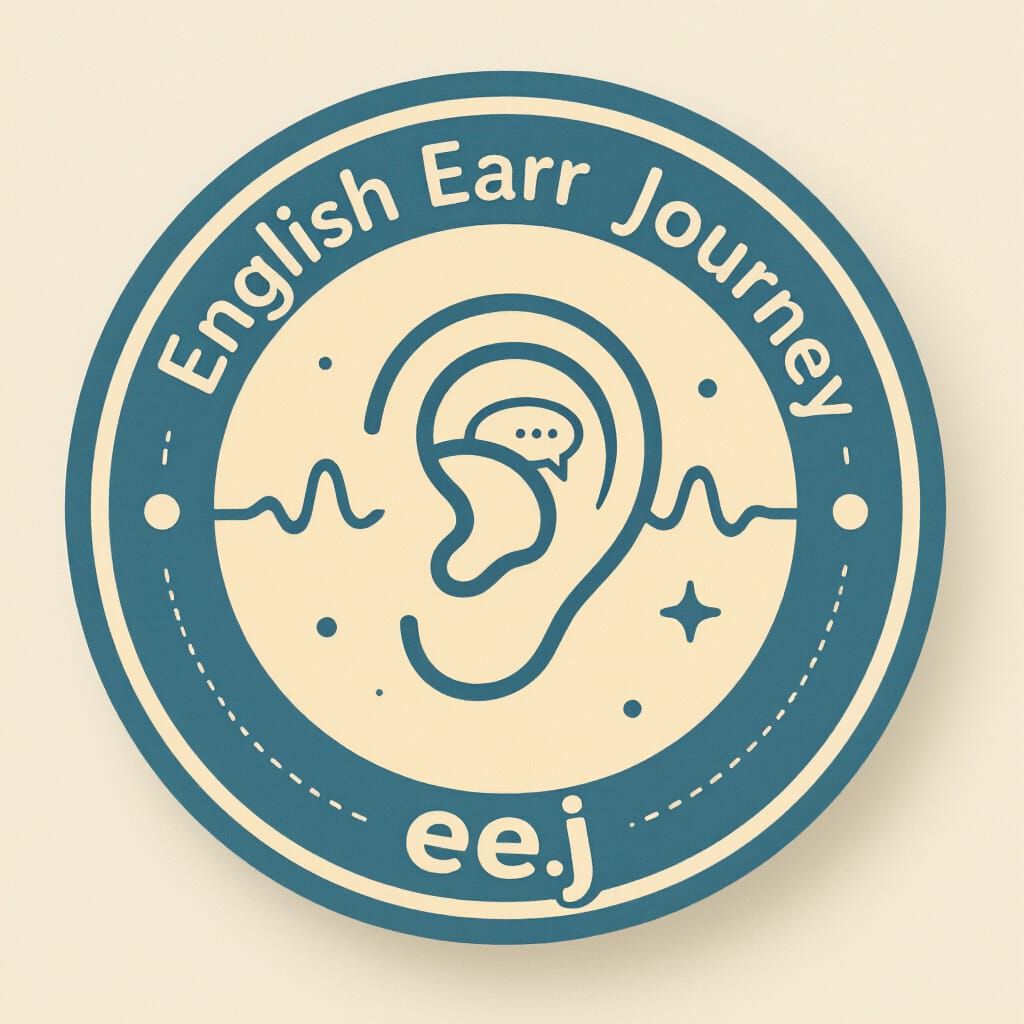 English Ear Journey Logo: Minimalist Ear Icon Badge