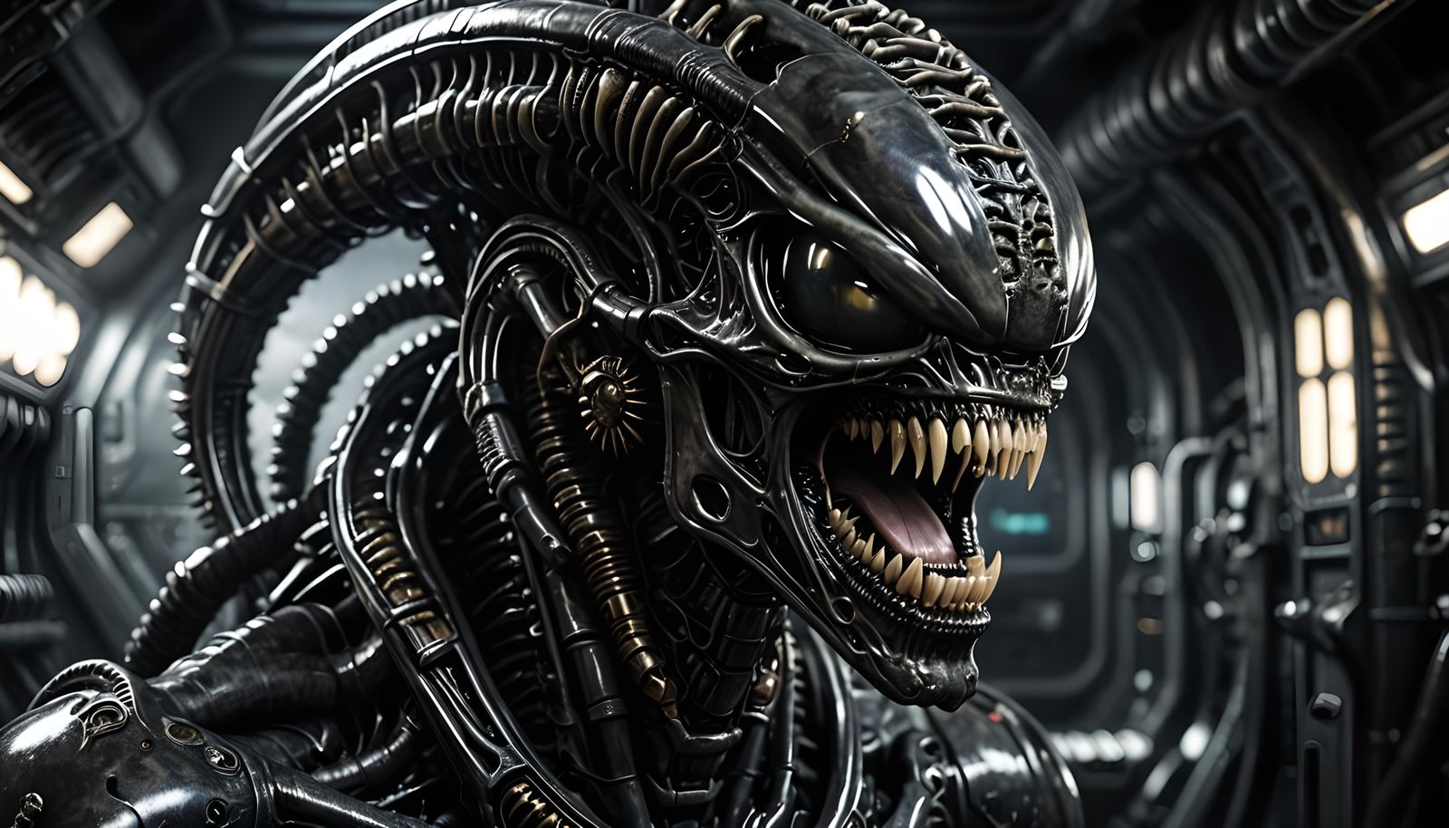 Ultra-Detailed Alien Xenomorph Portrait in Sci-Fi Horror Sty...