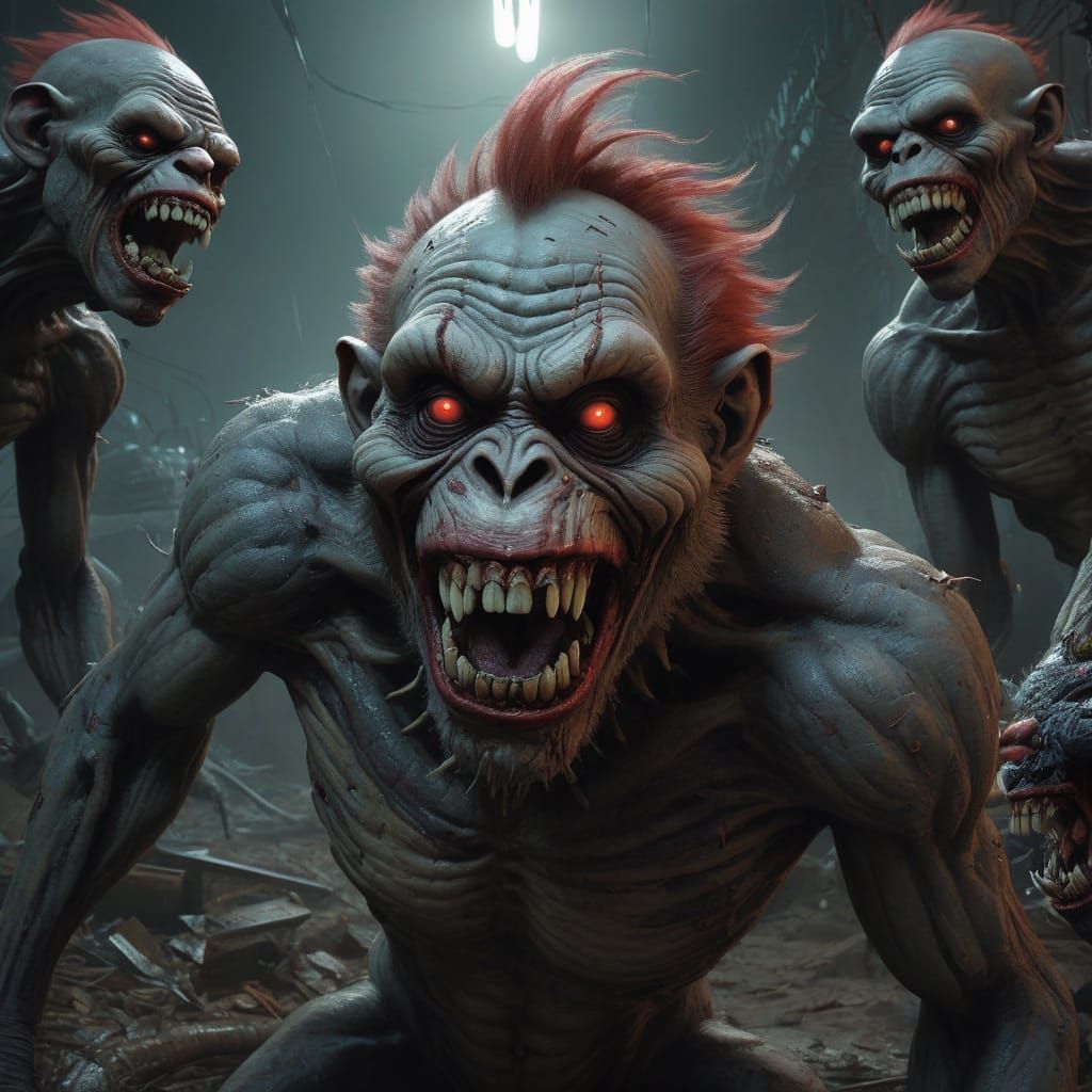 Grotesque Civil Disobedience Scene in Vibrant, Hyper-Realist...