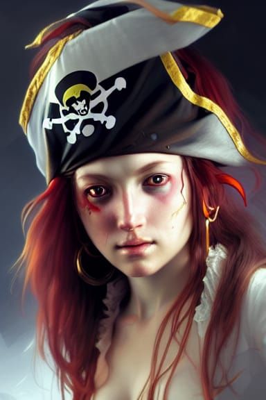 Pirate Girl Portrait in Rembrandt Style