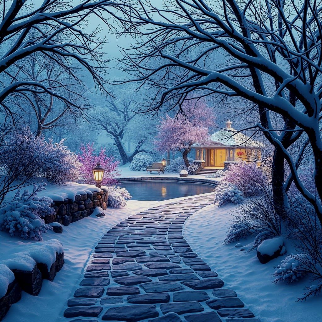 Winter Wonderland Garden Path in Fantastical Style