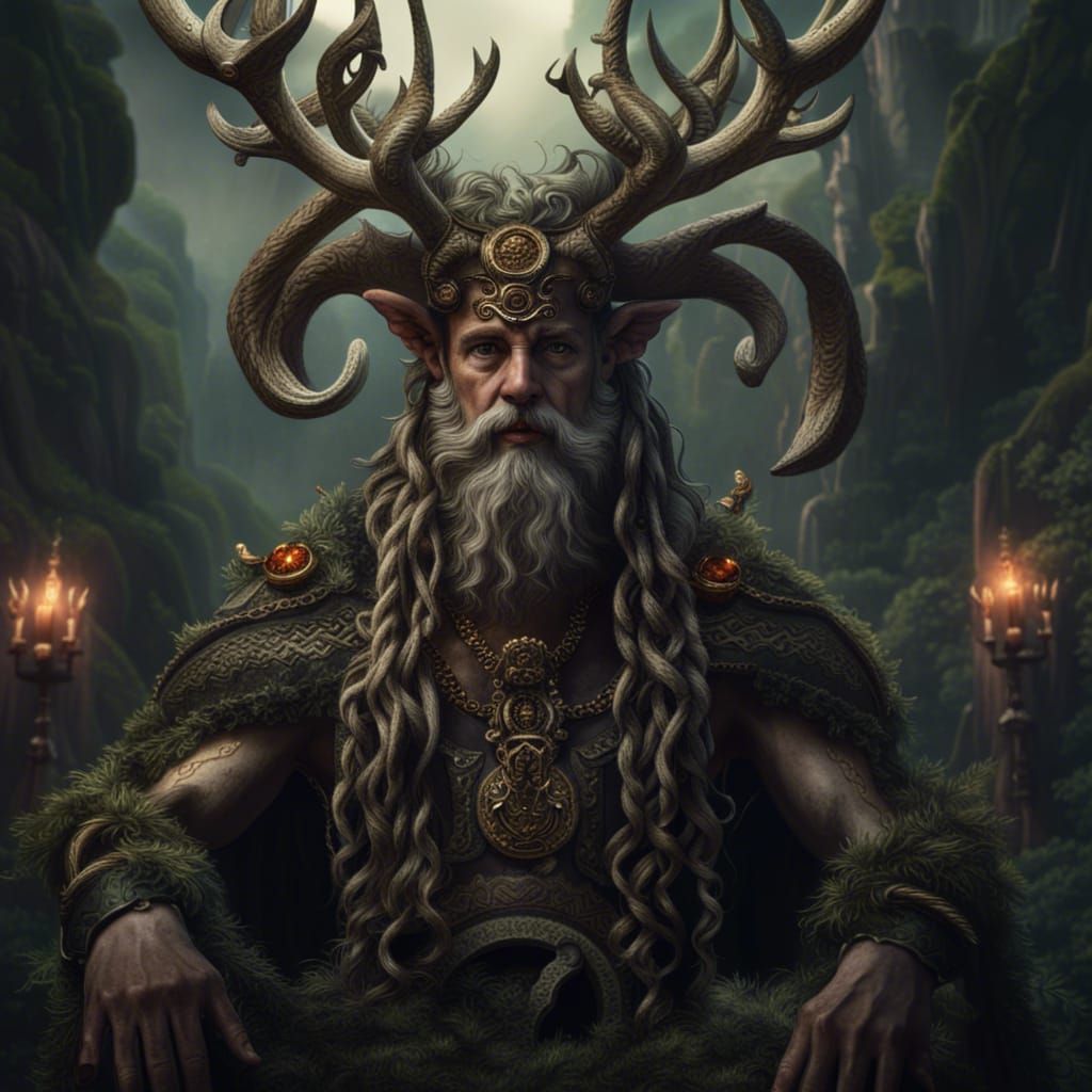 Epic Celtic God Cernunnos Digital Matte Painting