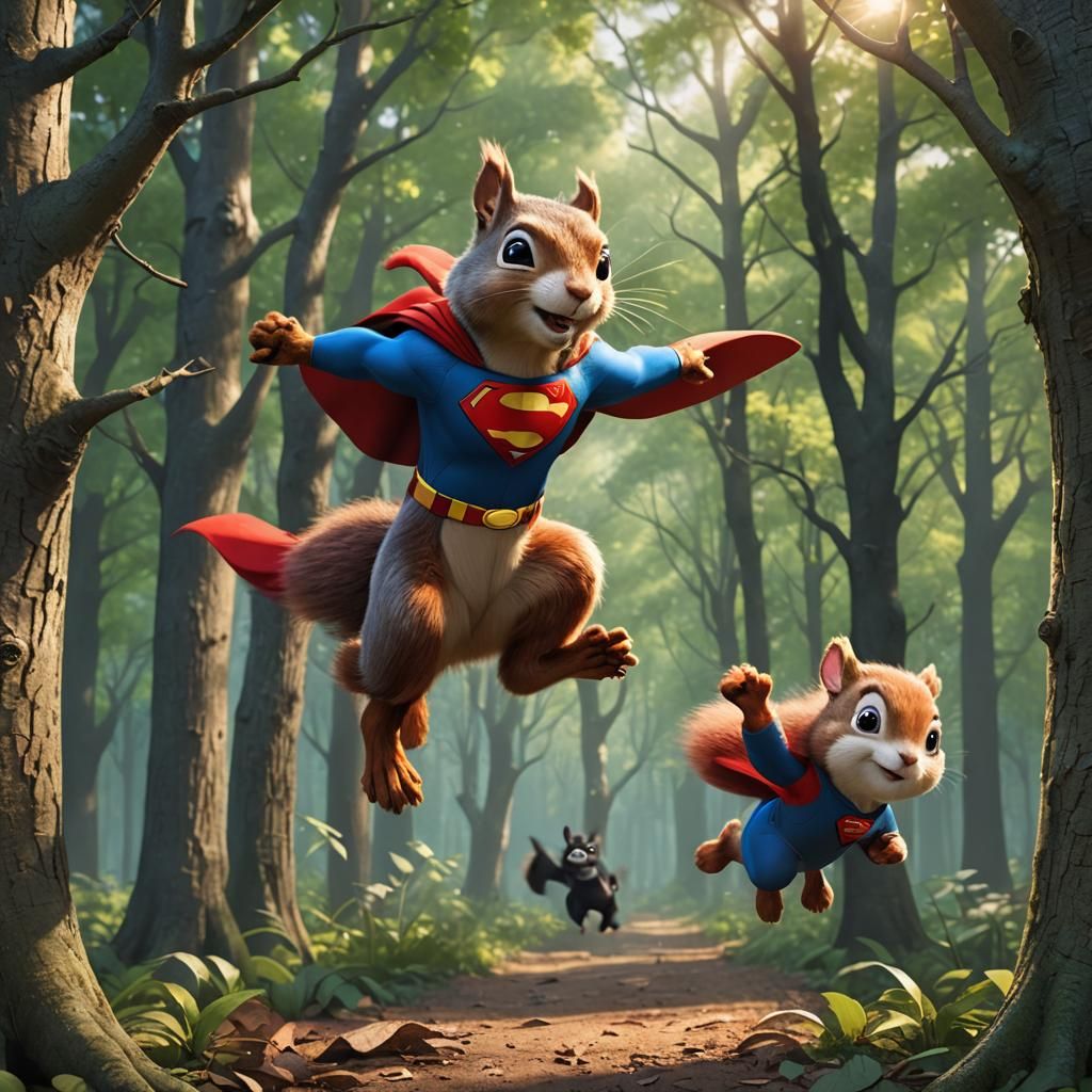 Superhero Squirrel Rescues Friend: 3D Pixar Style