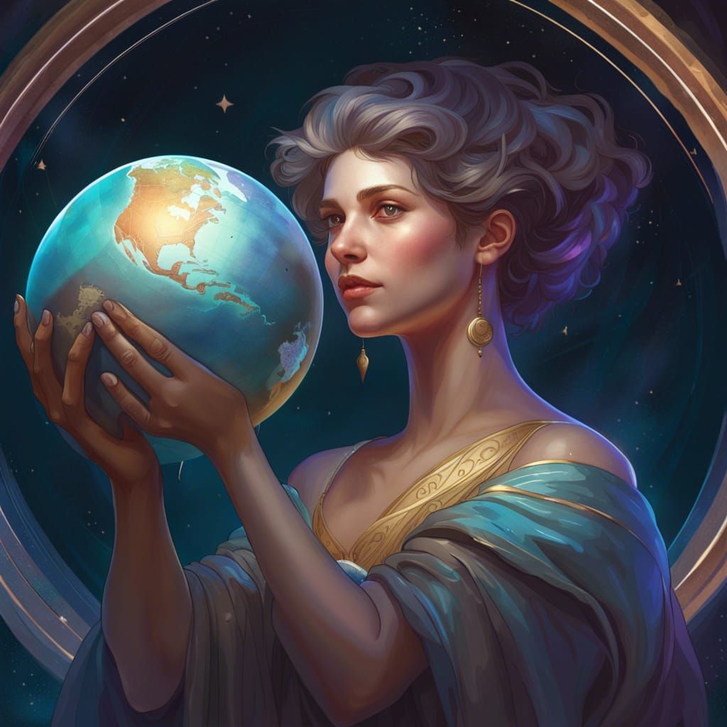 Muse of Astronomy Portrait in Art Nouveau Style