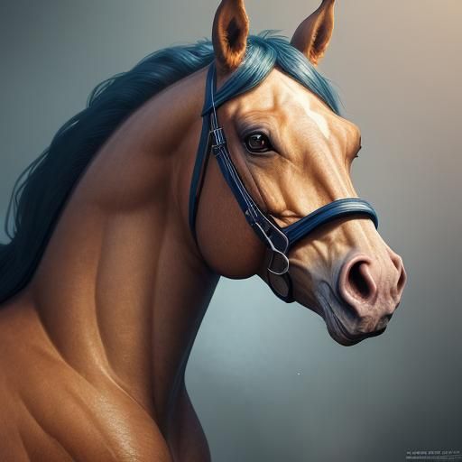 Hyperrealistic Horse Head in Splash Art Style