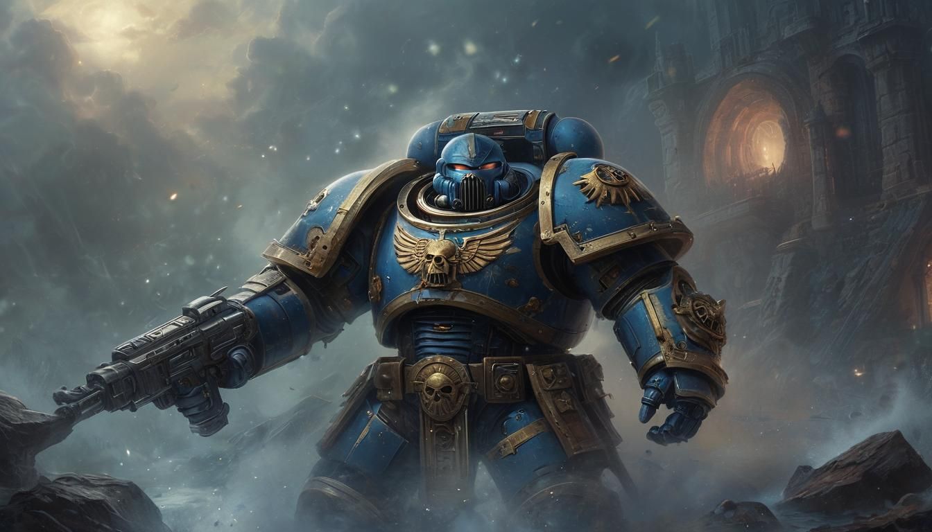 Detailed Space Marine Portrait in Ethereal Style
