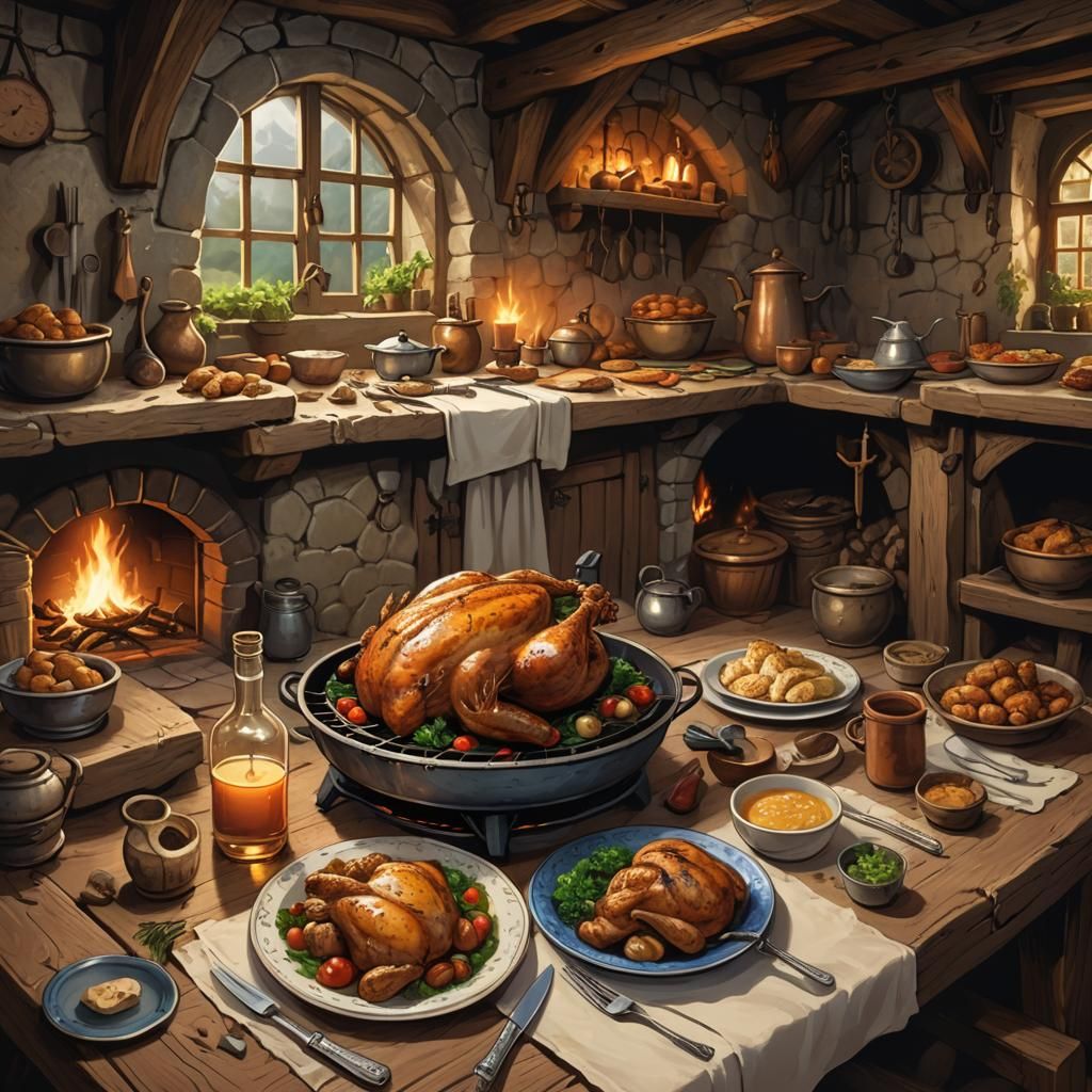 Roasted Chicken in Hobbit Home, Webcomic Style