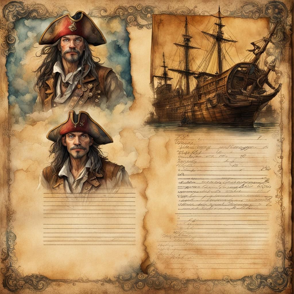 Old Pirate in 1600s Outfit with Parchment Map