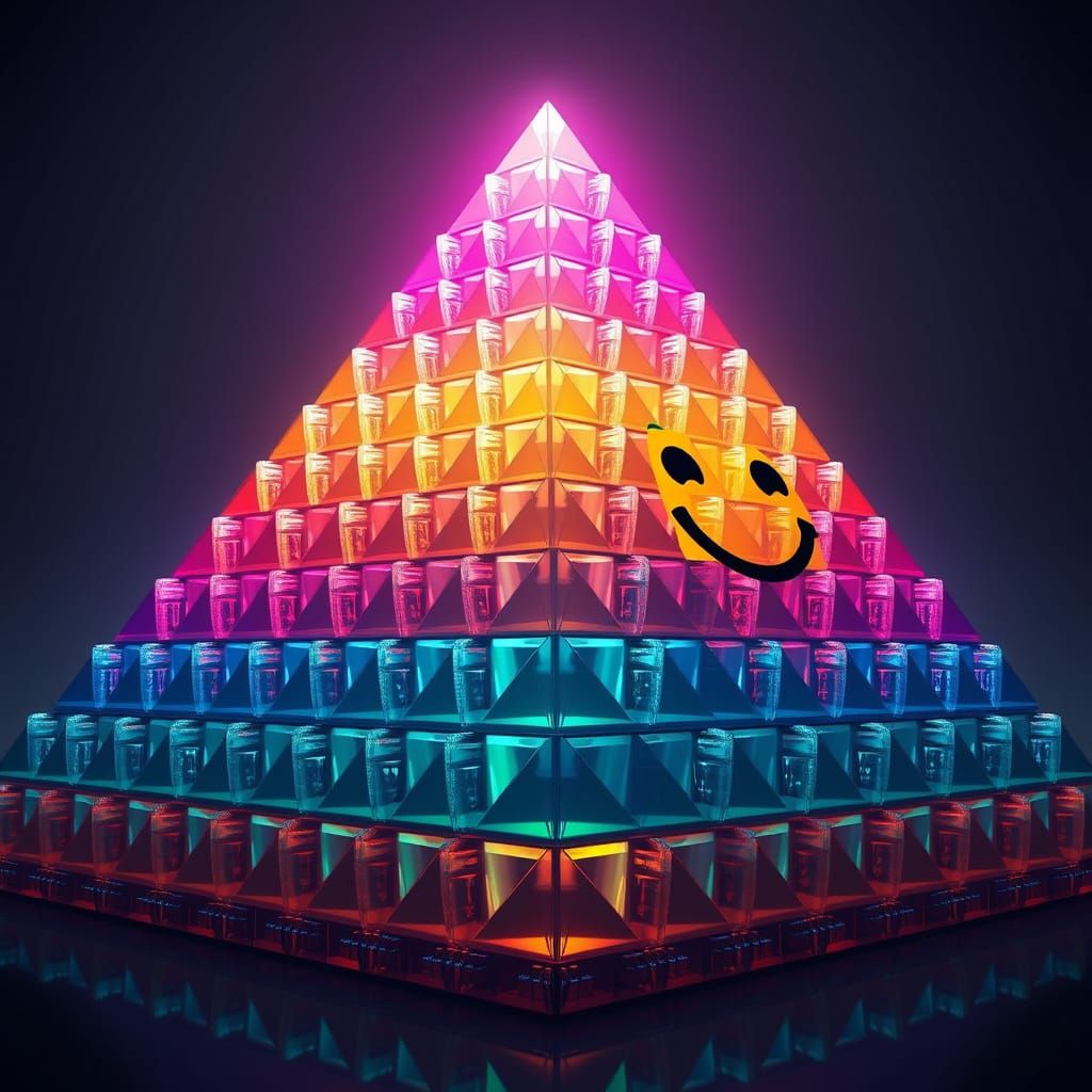 Shimmering Pyramid of Color Gradients in CGI Style
