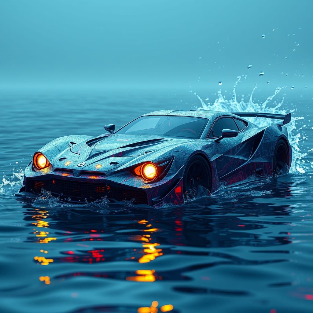 Fantastical Water Car in Vibrant Colors